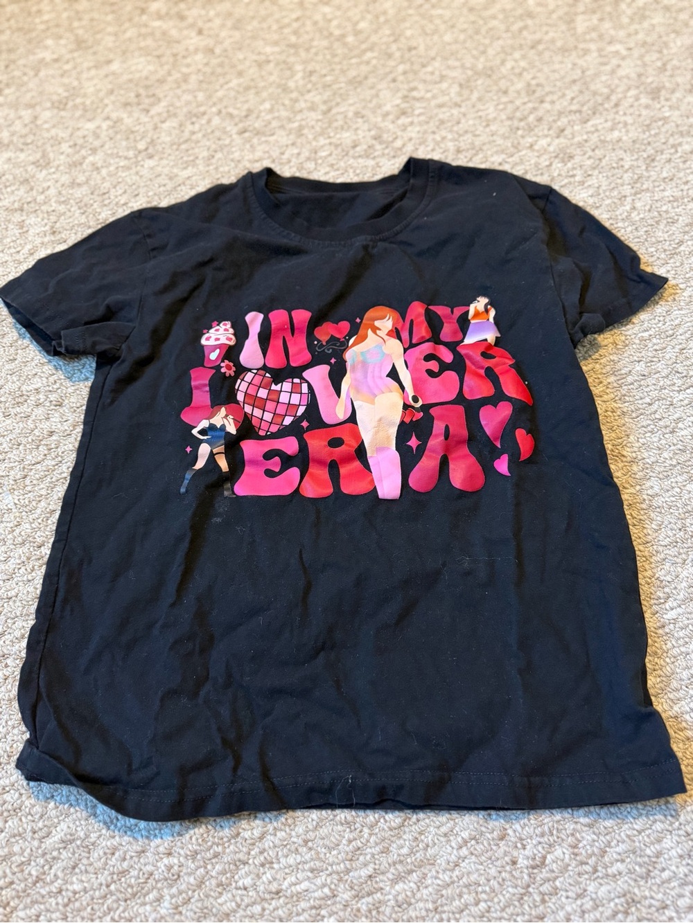 Amazon Black Short-Sleeve Tee with Pink & Red Graphic